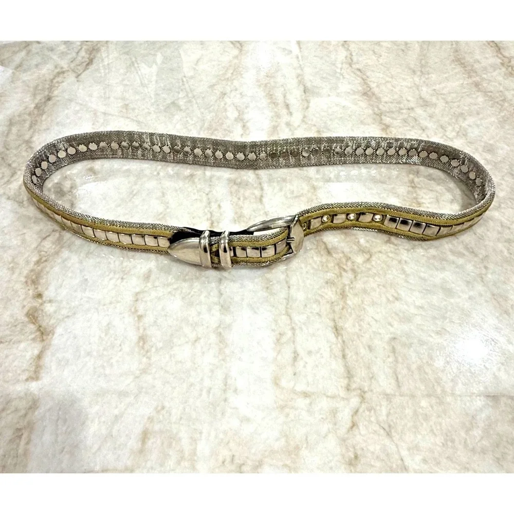 Vintage Mens Steel Mesh Belt w/Leather Trim - Size 40/42 - Steampunk Statement🔥